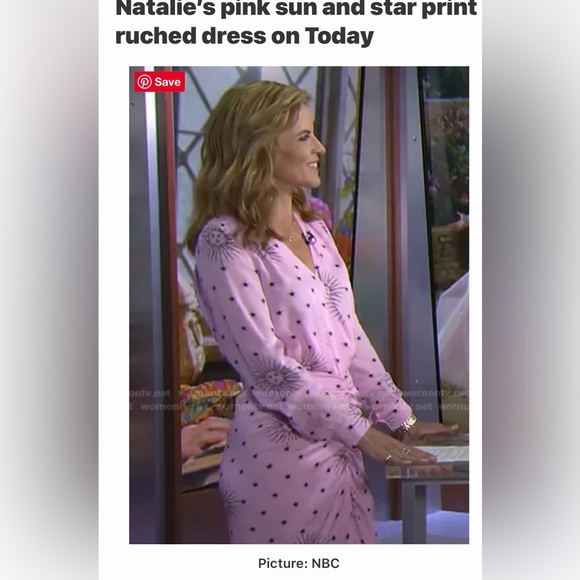 NWT Birgitte Herskind Pink ‘Aria Wrap Ruched Midi Dress Sun Star Moon - Picture 3 of 4